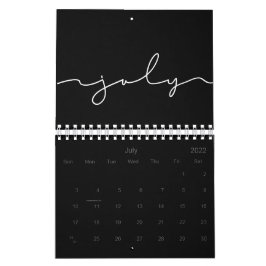 Svart och vit minimalist 2026 kalender