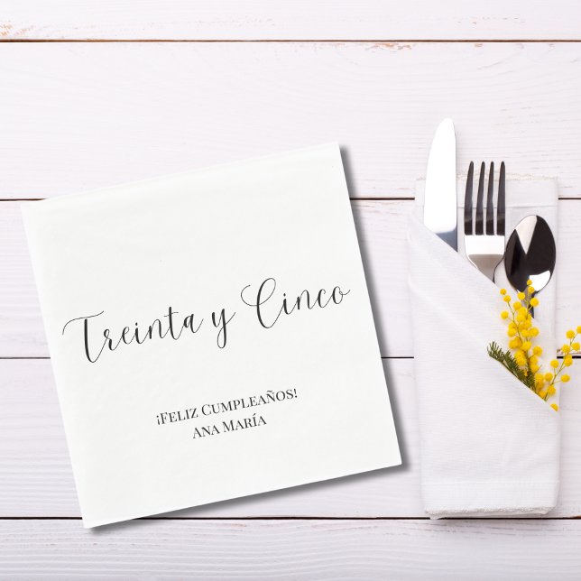 Svart och vit - minimalistisk 35e, födelsedag pappersservett (Skapare uppladdad)