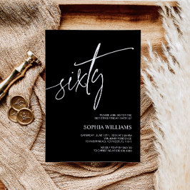 Svart och vit, minimalistisk 60:e födelsedagsinbju inbjudningar