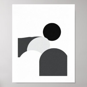 Svart och vit minimalistisk abstrakt affisch