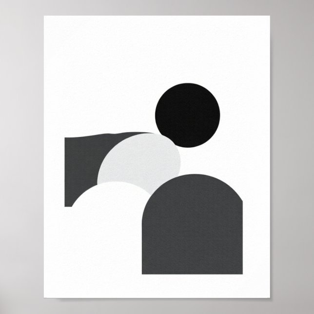 Svart och vit minimalistisk abstrakt affisch (Framsidan)