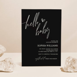 Svart och vit, minimalistisk babyvisning inbjudningar