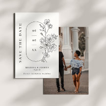 Svart och vit, minimalistisk Blommigt, foto Bröllo