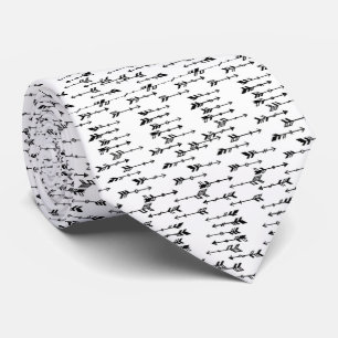 Svart och vit minimalistisk boho pilmönster slips