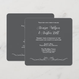 Svart och vit, minimalistisk bröllopsinbjudan inbjudningar