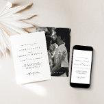 Svart och vit, minimalistisk inbjudan till fotobrö<br><div class="desc">Designad att samordna med för den "moderna klassiska" bröllopsinbjudan. Om du vill ändra information klickar du på "Anpassa". Visa samlingslänken på den här sidan om du vill se alla matchande objekt i den här vackra designen eller se samlingen här: https://bit.ly/3rQMpxU</div>