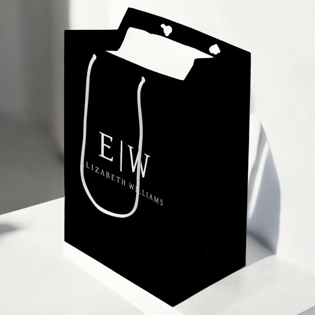 Svart och Vit Minimalistisk Modern Monogram (Skapare uppladdad)