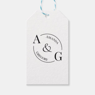 Svart och vit minimalistisk monogram namngiven pre presentetikett