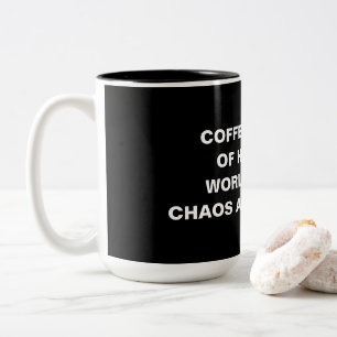 Svart och vit minimalistisk rolig kaffecitat-mugg Två-Tonad mugg