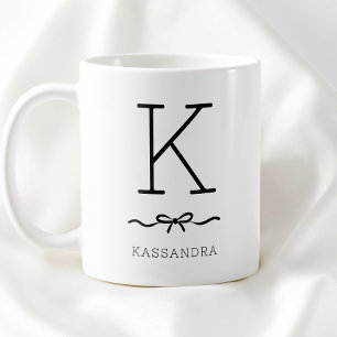 Svart och vit minimalistisk typografi Båge Monogra Kaffemugg