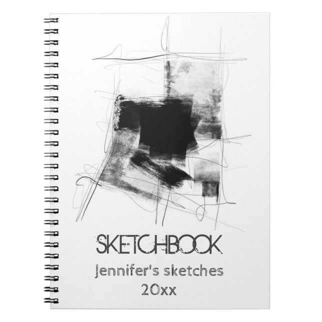 Svart och vit minimiAbstrakt Art. 112 Anteckningsbok (Framsidan)