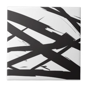 Svart och vit modern Abstrakt Art Line Decorative Kakelplatta