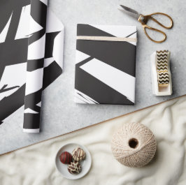 Svart och vit modern Abstrakt Art Line Decorative Presentpapper