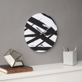 Svart och vit modern Abstrakt Art Line Decorative Stor Klocka