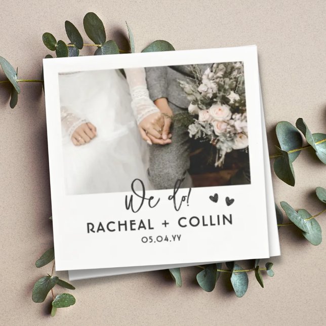 Svart och vit modern Anpassningsbar Photo Bröllop Pappersservett (Skapare uppladdad)