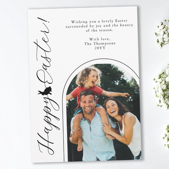 Svart och vit modern ark foto och påskharen kort (Skapare uppladdad)