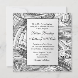 Svart och vit Modern Art Wedding-inbjudan Inbjudningar