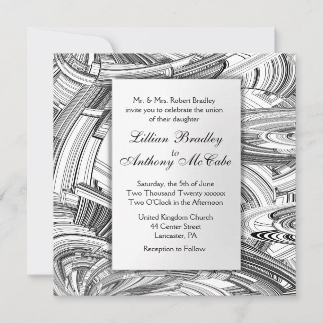 Svart och vit Modern Art Wedding-inbjudan Inbjudningar (Framsida)