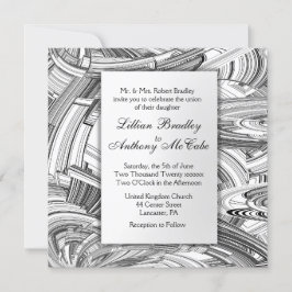 Svart och vit Modern Art Wedding-inbjudan Inbjudningar