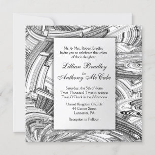 Svart och vit Modern Art Wedding-inbjudan Inbjudningar