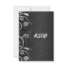 Svart och vit modern blomsterbröllop RSVP-svar
