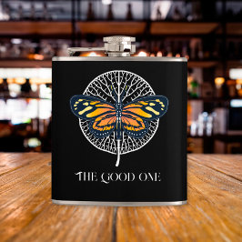 Svart och vit modern enkel fjäril fickplunta