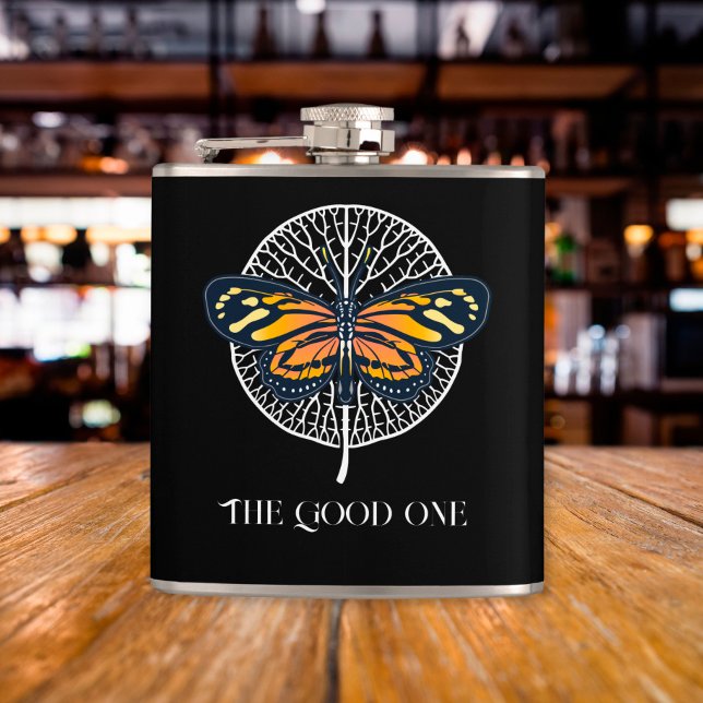 Svart och vit modern enkel fjäril fickplunta (Skapare uppladdad)