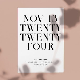 Svart och vit modern, enkel minimalistisk bröllop spara datumet