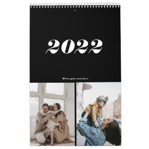 Svart och vit modern fetstil enkel kalender