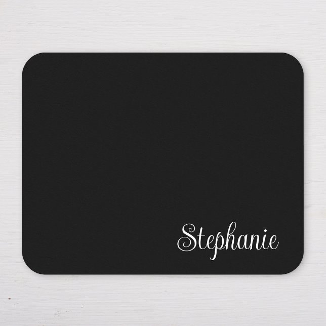 Svart och vit modern flicknamn musmatta (Personalized Black and White Mousepad)