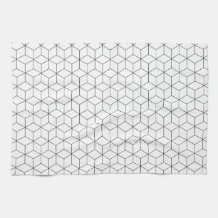 Svart och vit modern geometri kökshandduk