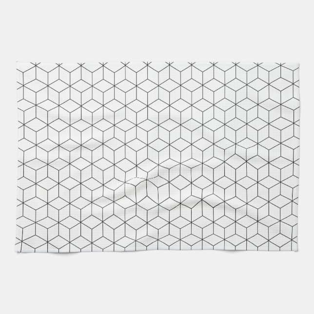 Svart och vit modern geometri kökshandduk (Horisontell)