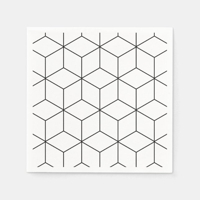 Svart och vit modern geometri pappersservett (Framsidan)