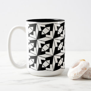 Svart och vit modern geometrisk Två-Tonad mugg