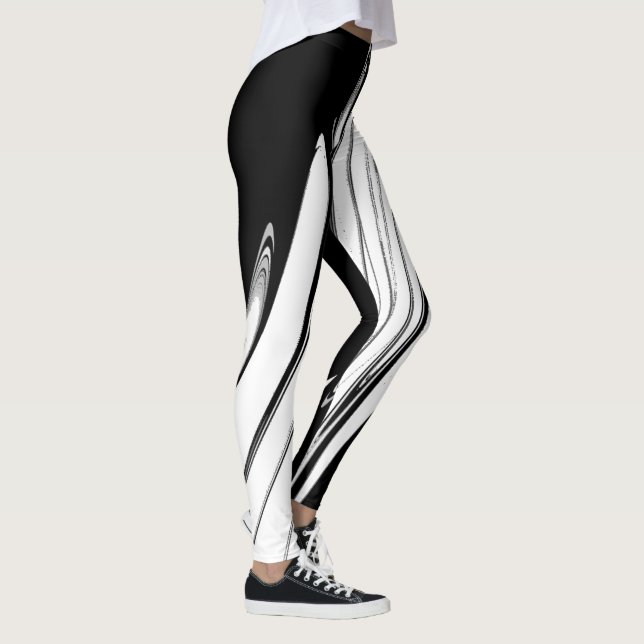 Svart och vit modern leggings (Höger)