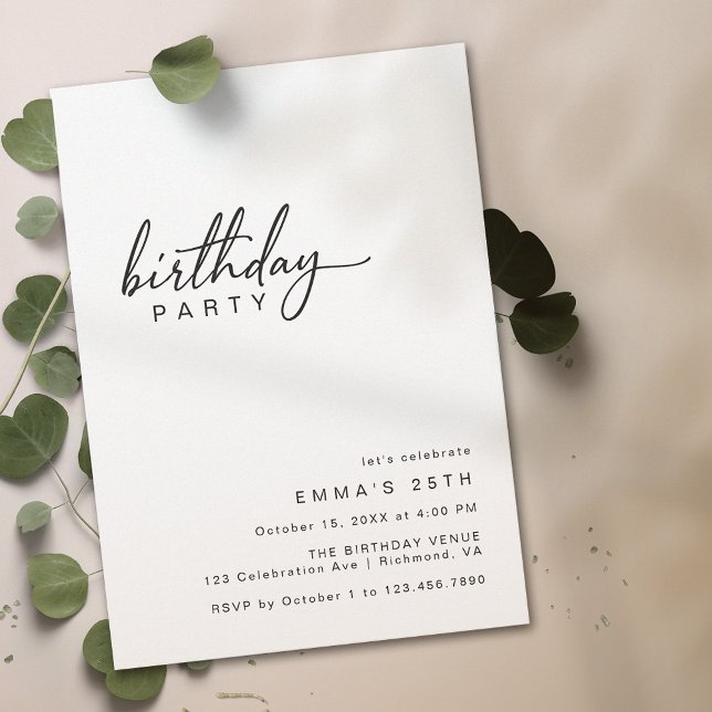 Svart och vit modern minimal typografi - födelseda inbjudningar (Skapare uppladdad)