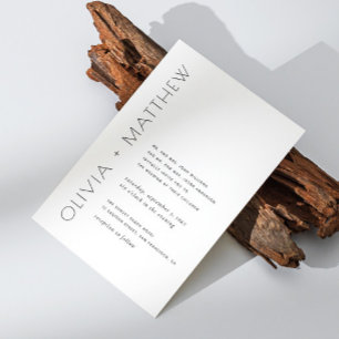 Svart och vit, modern minimalistisk bröllop inbjudningar