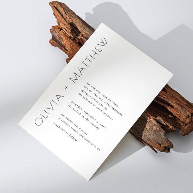 Svart och vit, modern minimalistisk bröllop inbjudningar (Skapare uppladdad)
