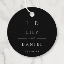 Svart och vit modern minimalistisk monogram bryllo gåvor etiketter
