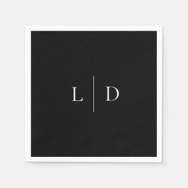 Svart och vit modern minimalistisk monogram bryllo pappersservett
