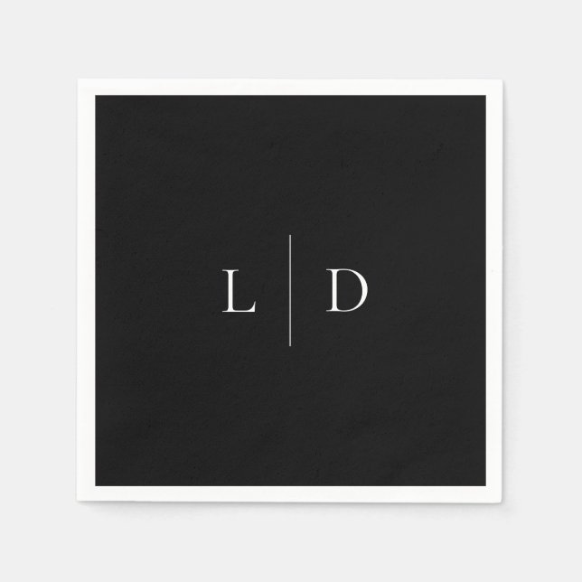 Svart och vit modern minimalistisk monogram bryllo pappersservett (Framsidan)