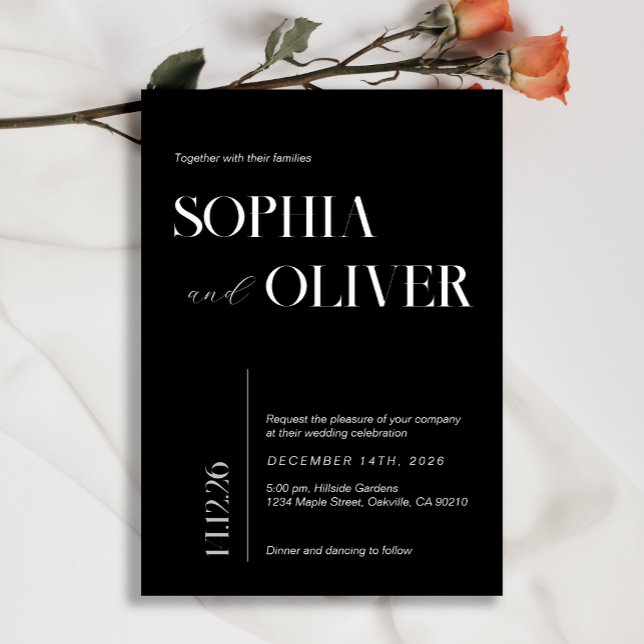 Svart och vit modern minimalistisk typografi inbjudningar (Skapare uppladdad)