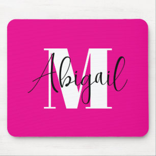Svart och vit modern monogram varmröd musmatta