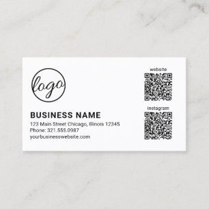 Svart och vit modern QR-kod med enkel Logotyp Visitkort