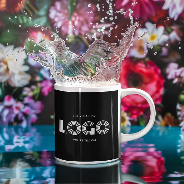 Svart och vit modern rektangulär logotyp Promo Kaffemugg (Black and White Modern Rectangular Logo Promo Coffee Mug)