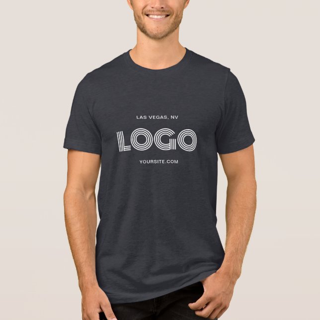 Svart och vit modern rektangulär logotyp t shirt (Framsida)