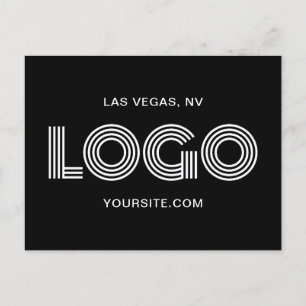 Svart och vit modern rektangulär logotyp vykort