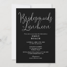 Svart och vit modern script Brudtärnor Luncheon Inbjudningar