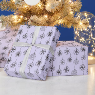 Svart och vit modern snöflinga lila jul presentpapper