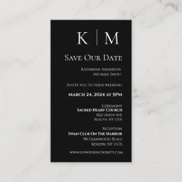 Svart och vit-Modern-Spara datum- Visitkort